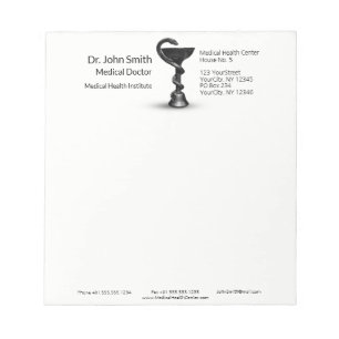 Bloc-note Médicale Serpent Noir Bowl Hygiée Blanc Caduceus