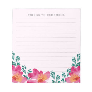 Bloc-note Mémo d'aquarelle Fille Rose