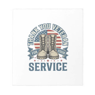 Bloc-note Merci Vétéran Patriotique Bottes Service Chemise_1