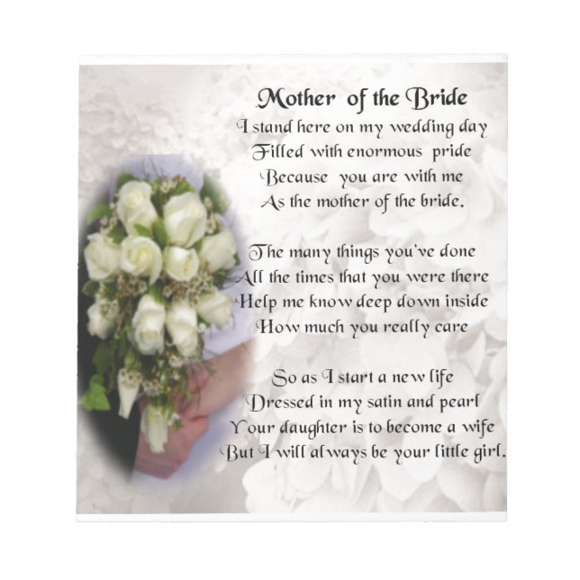 Bloc-note Mère de la mariée Poème - Bouquet Mariage 2 (Devant)