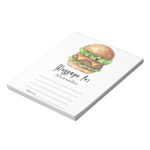 Bloc-note Message de la capsule d'heure BBQ Burger