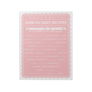 Bloc-note Message pour les parents Pink Papel Picado Baby sh