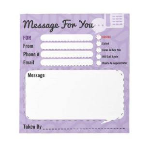 Bloc-note Message Pour Vous Téléphonez Appelez Purple Office