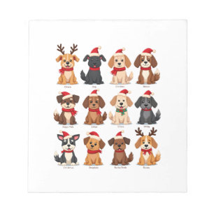 Bloc-note Mignon 12 chiens Xmas drôle amateurs de chiens Noë