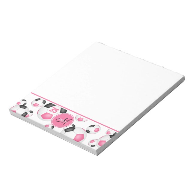 Bloc-note mignon boules de football noir rose motif sportif (Tourné)