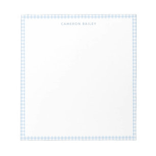 Bloc-note Mignon Gingham Bleu Clair Personnalisé