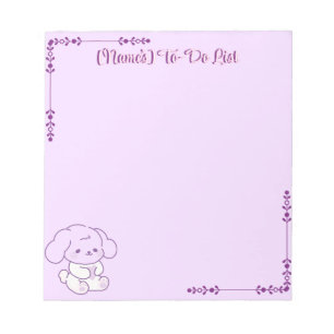 Bloc-note Mignon Kawaii Pastel Violet Chien Douillet Personn