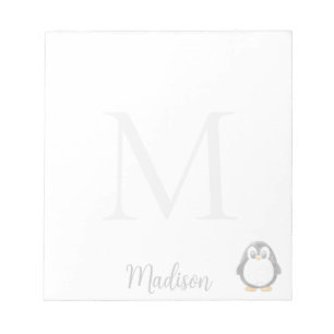 Bloc-note Mignon Manchot Nom Initial personnalisé