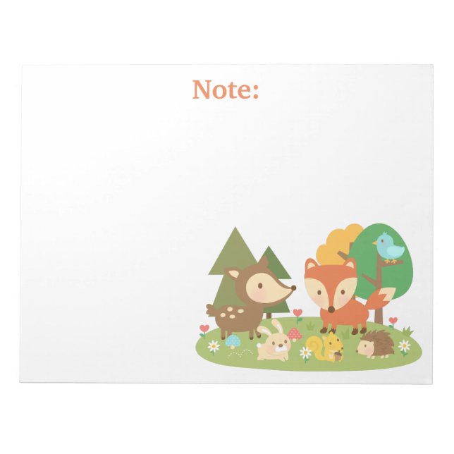 Bloc-note Mignonne Forêt Boisée Animaux Pour Enfants (Devant)