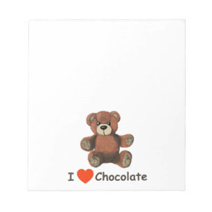 Bloc-note Mignonne I Coeur (Amour) Chocolat Teddy Ours