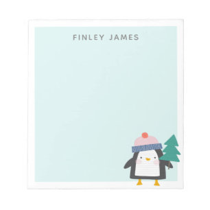 Bloc-note Mignonne Penguin de Noël Monnaie Turquoise personn