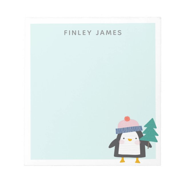 Bloc-note Mignonne Penguin de Noël Monnaie Turquoise personn (Devant)