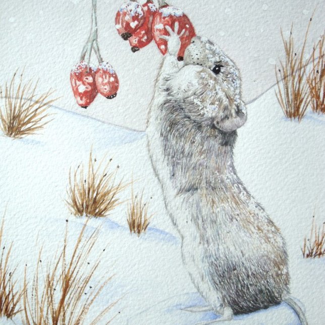 Bloc-note Mignonne souris et baies rouges scène de neige (Créateur téléchargé)