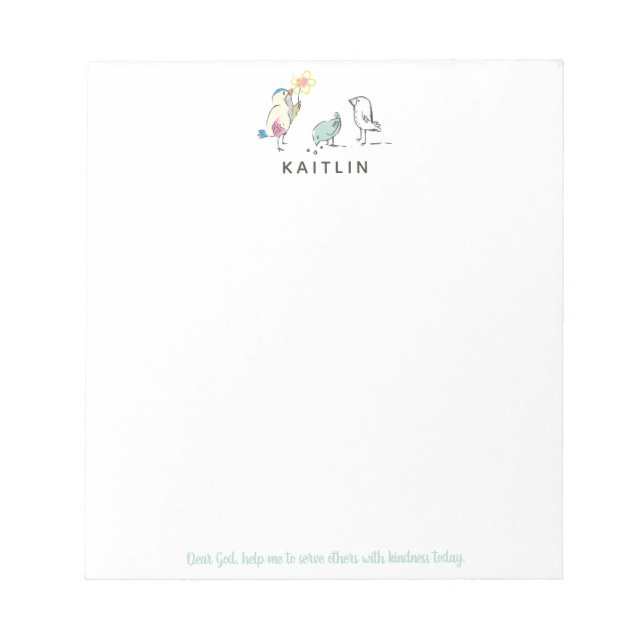 Bloc-note Mignons Oiseaux Cher Dieu Aidez-Moi À Servir (Devant)