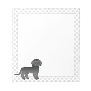 Bloc-note Mini noir Goldendoodle dessin animé Chien et Pâtes