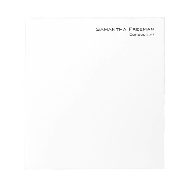 Bloc-note Minimaliste blanc pur traditionnel (Devant)