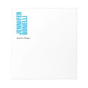 Bloc-note Minimaliste moderne professionnel bleu blanc gras