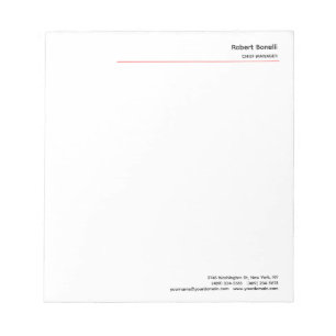 Bloc-note Minimaliste Moderne Rouge Blanc Simple