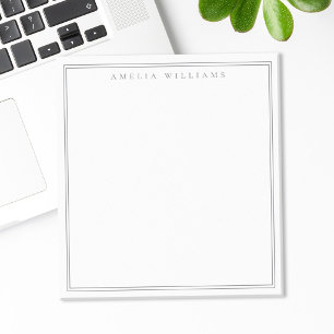 Bloc-note Minimaliste Monogramme Gris Deux Bordures