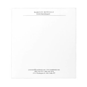 Bloc-note Minimaliste Noir & Blanc Professionnel Simple