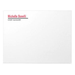 Bloc-note Minimaliste Professionnel Simple Blanc Moderne Uni