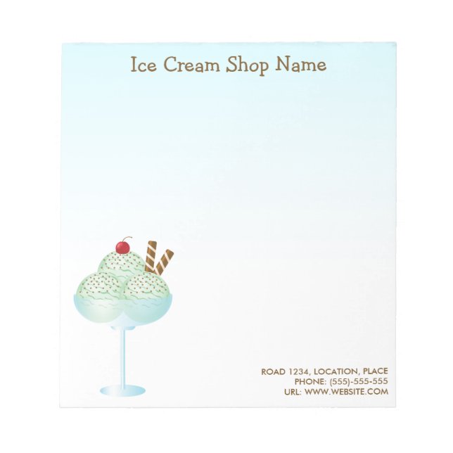 Bloc-note Mint Crème glacée Sundae Crème glacée Boutique Aff (Devant)
