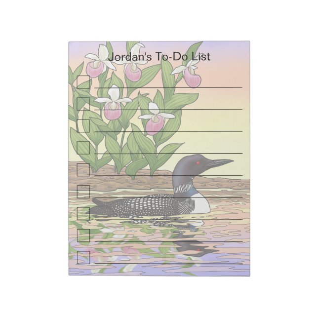 Bloc-note MN State Bird Flower Loon Lady Slipper (Tourné)
