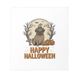 Bloc-note Modèle de chemise vintage Halloween Pug Chapeau de