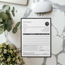 Modèle de facture commerciale minimaliste noir et 