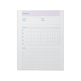 Bloc-note Modèle de planification de projet, feuille de plan