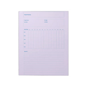 Bloc-note Modèle de planification de projet, feuille de plan