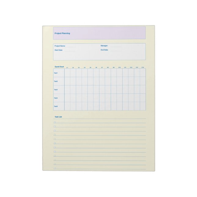 Bloc-note Modèle de planification de projet, Feuille de plan (Tourné)