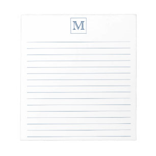 Bloc-note Modern Navy Blue Initial Monogram Square border