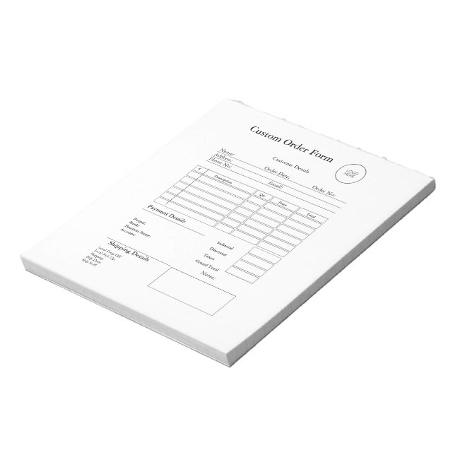Bloc-note Modern Small Business custom order Sales Receipt (Tourné)