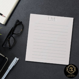 Bloc-note Modern Taupe Gray Monogram Stationery