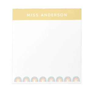 Bloc-note Moderne aquarelle arc-en-ciel professeur merci cad