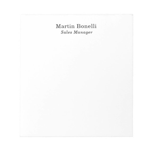 Bloc-note Moderne Classique Professionnel Noir & Blanc (Devant)