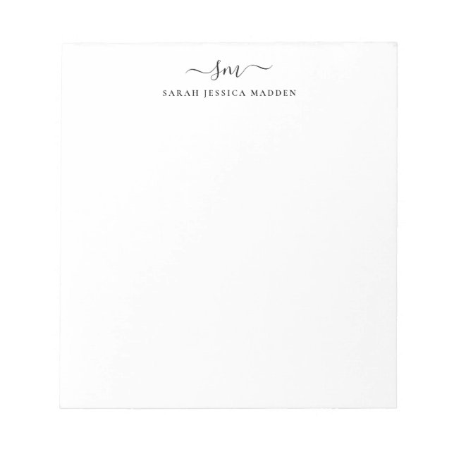 Bloc-note Moderne deux monogramme initial féminin script lav (Devant)