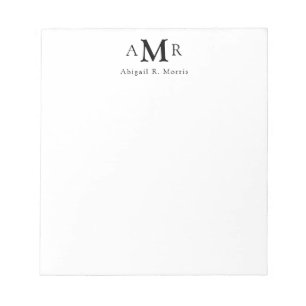 Bloc-note Moderne Elégant 3 Monogramme Bureau d'affaires ini