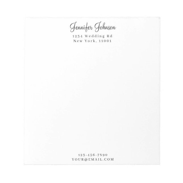 Bloc-note Moderne Elegant Minimaliste Personnalisé (Devant)