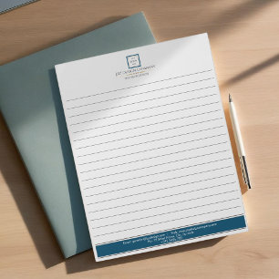 Bloc-note Moderne minimaliste Bleu Bordure Logo d'entreprise