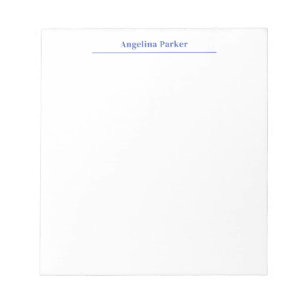 Bloc-note Moderne minimaliste Plaque Bleu Simple Blanc