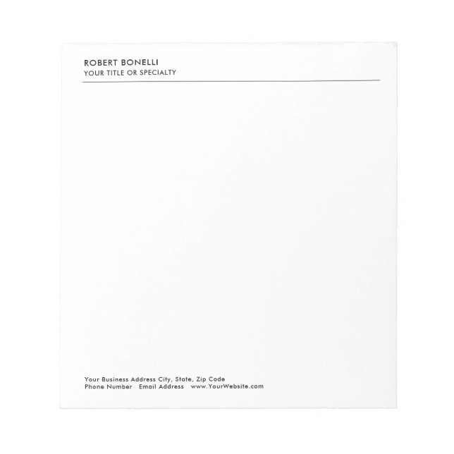 Bloc-note Moderne minimaliste simple entreprise (Devant)