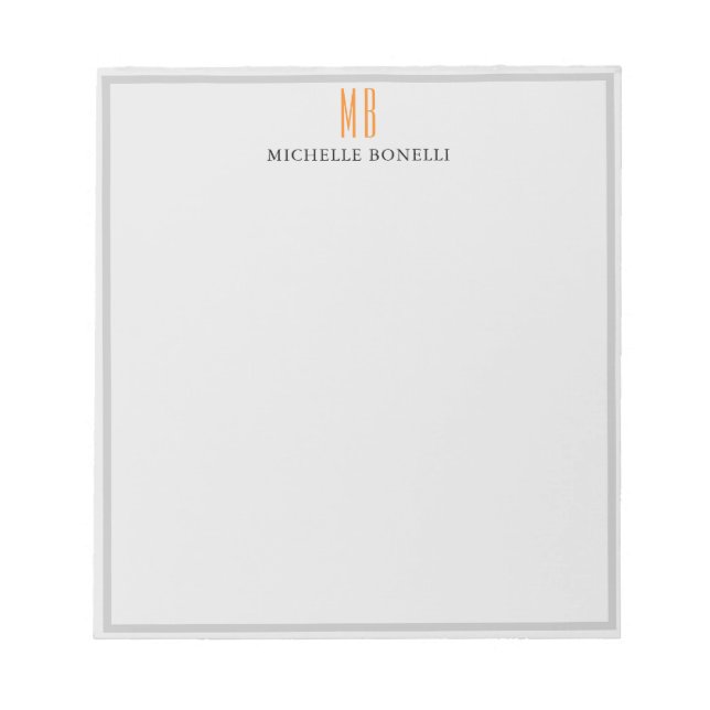 Bloc-note Moderne Monogramme Professionnel Simple Minimalist (Devant)
