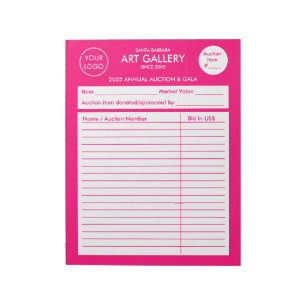Bloc-note Moderne simple Magenta Ajouter un logo Feuilles