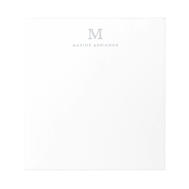 Bloc-note Moderne simple Pastel Gris Monogramme initial (Devant)