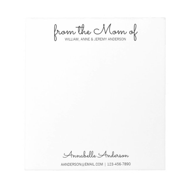 Bloc-note Moderne Simple Script de base de la mère maman (Devant)