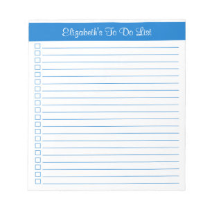 Bloc-note Moderne tendance Moyen Bleu Une colonne Liste de c