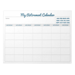 Bloc-note Mon calendrier de retraite - Vide Daté samedi