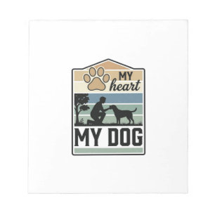 Bloc-note Mon cœur Mon chien Gravure vintage Design pour ama